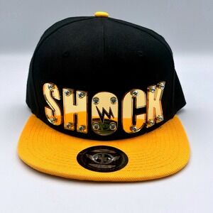 Arsenic x Cande SHOCK Snapback‎ Hat Black Gold 3D Mirror Letter Brim Swag